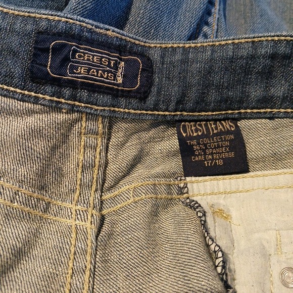 Crest Jeans Women's Blue Denim Med Wash Distressed Flare Leg Sz 17-18, 38‎ X 30 - Picture 7 of 8